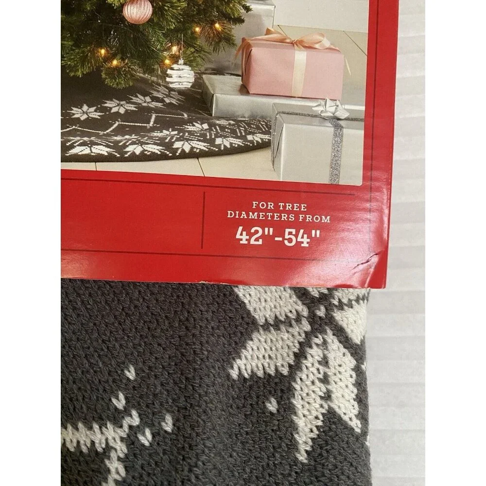 Target Wondershop Gray Fair Isle Christmas Tree Skirt 48” Round 42-54